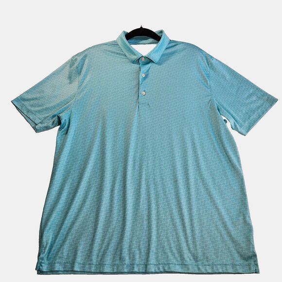 Greg Norman Polo Shirt Mens XL Green Geometric Shark Casual Golf Short Sleeve - Picture 1 of 13